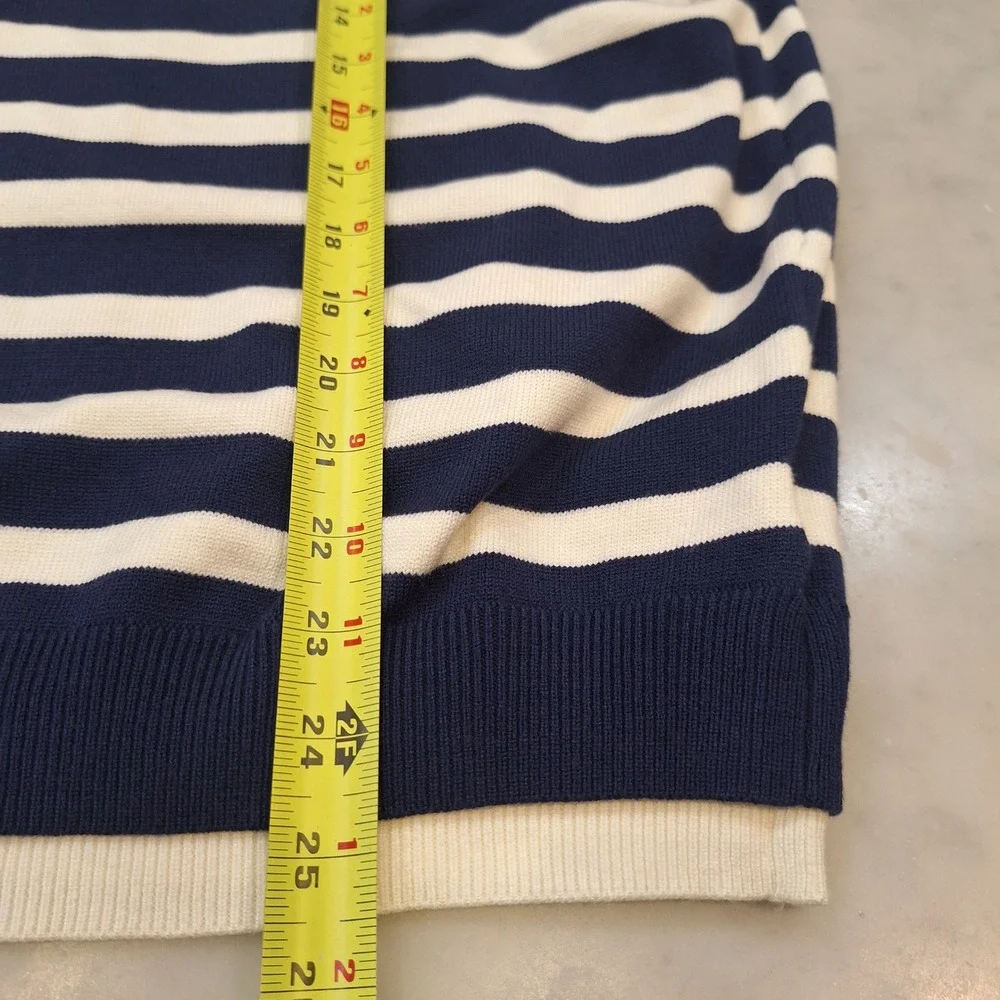New Zaful Striped Lt Weight Wom XL Blue White Nautical Crew Neck Knit Pullover - Picture 5 of 6
